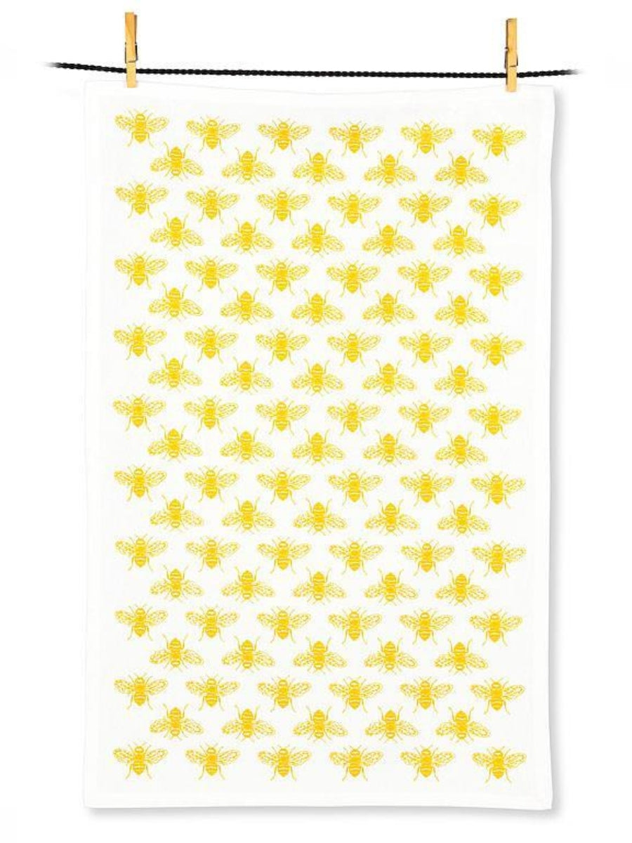 Bees Outline Motif Tea Towel